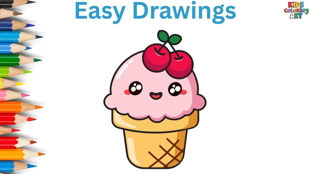 Easy and Cute Ice Cream Drawing & Coloring for Kids | Learn Colors 🍦