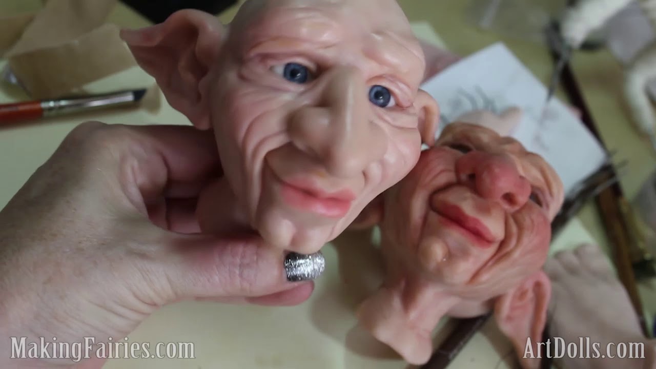 Painting a Gnome Face - ArtDolls, MakingFairies.com & SculptUniversity.com