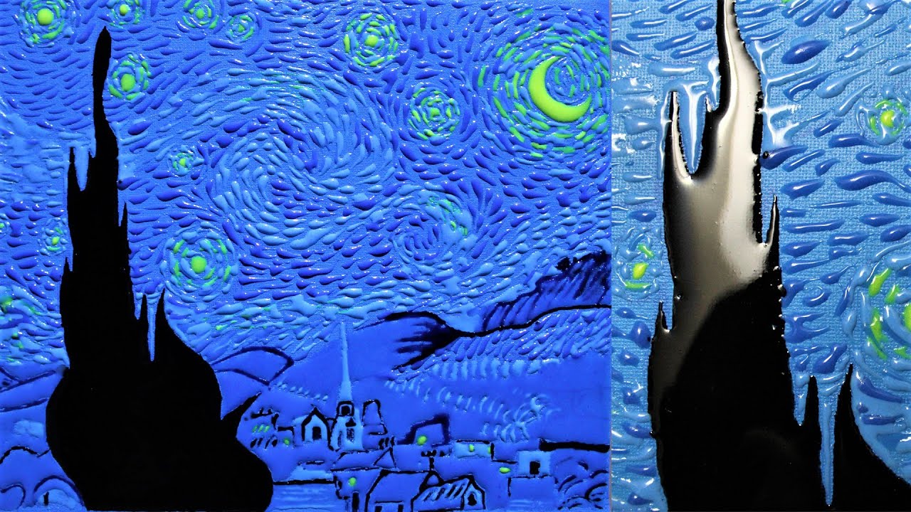 epoxy resin painting ideas How to Make a Starry Night Painting | Glow in the dark