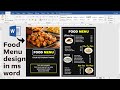 Food Menu design using ms word | Ready to Print | How to make Restaurant Menu Card Design ms word