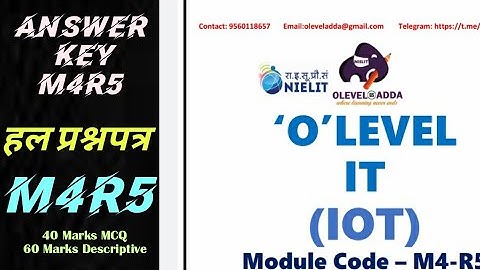 Module CodeM4-R5| Internet of Things(IOT)|Paper Analysis |Answer Key |NIELIT OLEVEL2021