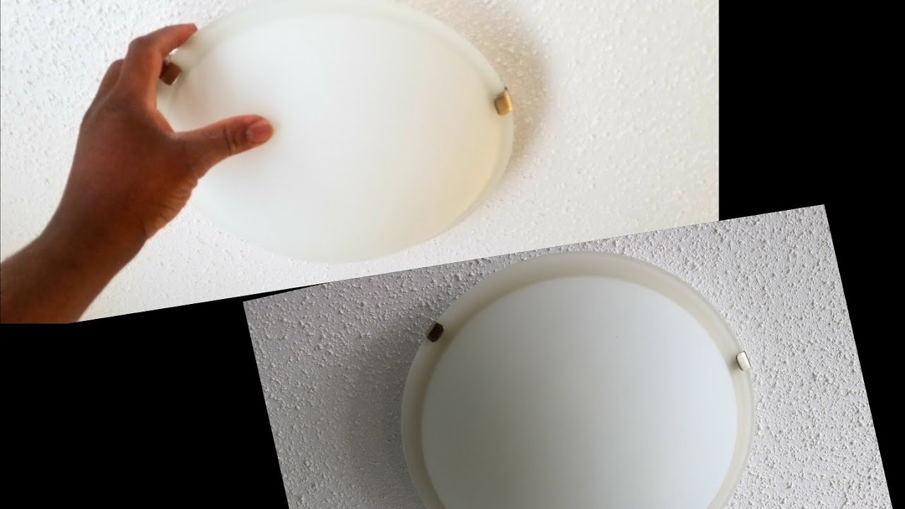 HOW TO REMOVE GLASS COVER FROM CEILING LIGHT WITH 3 CLIPS TO CHANGE THE