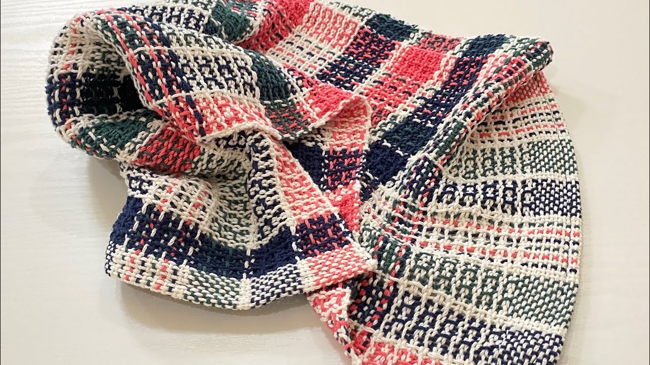 ［卓上織り機］ワッフル織りでタオル作り ミシン掛けも少し Waffle Weave Towel