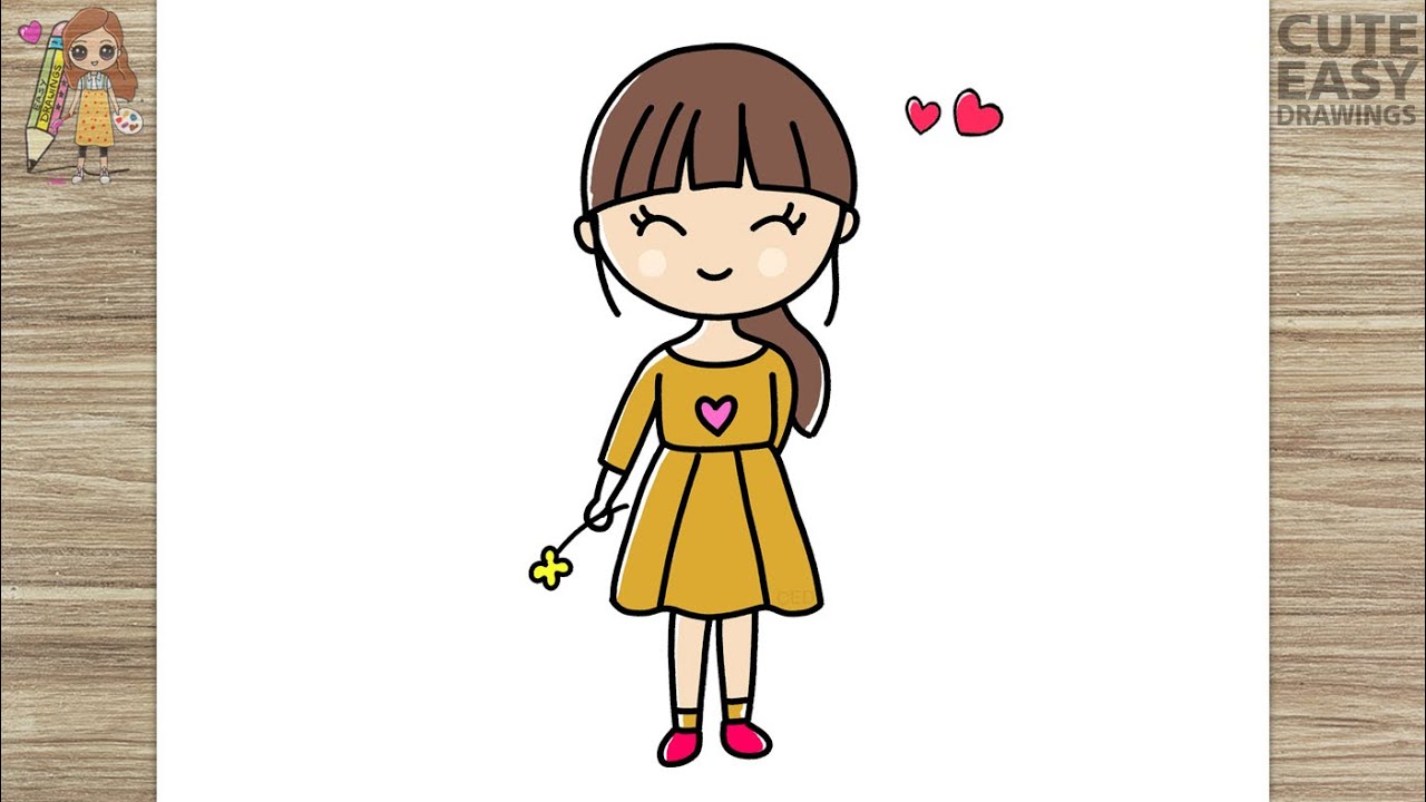 Cute and Simple Cartoon Girl (Digital Drawing)