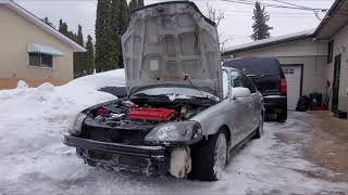 B16 Swapped EK Civic First Start! Using All 8100RPM!
