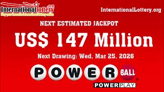 Powerball lottery result on March 23, 2026 - Jackpot is $147,000,000 now