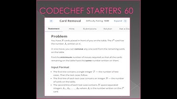CODECHEF-Starters 60 Contest - Card Removal Problem - Explanation with Solution in Tamil