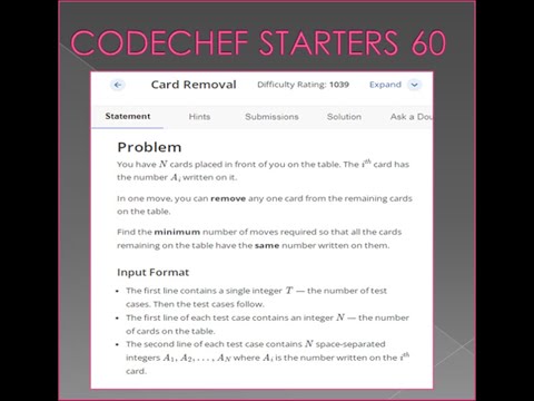 CODECHEF-Starters 60 Contest - Card Removal Problem - Explanation with Solution in Tamil