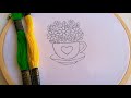 BEAUTIFUL AND PRETTY CUP WITH FLOWERS HAND EMBROIDERY FOR BEGINNERS| #embroidery #tutorial