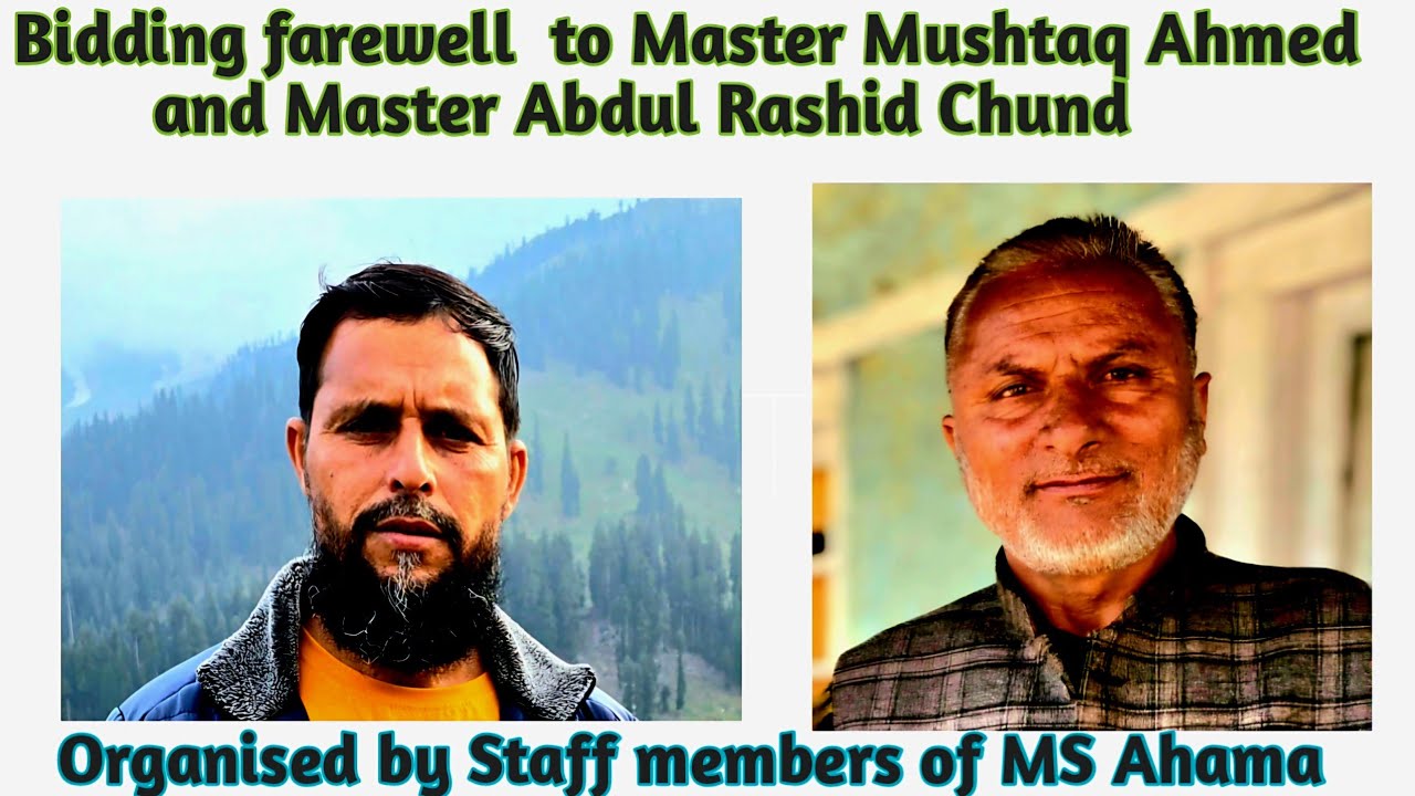 Master Ab Rashid Bidding farewell to Master Mushtaq Ahmed Tr Ups Ahama and Master Abdul ...