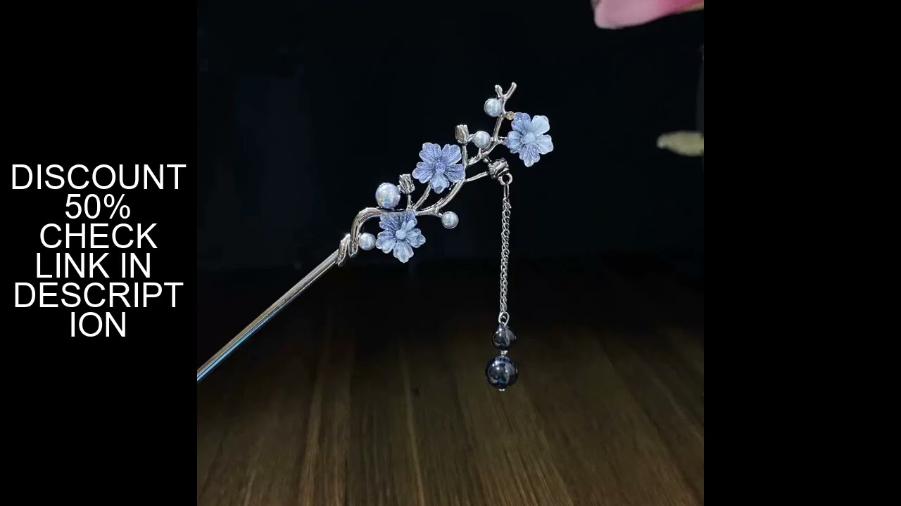 Modern Metal Hair Stick Ink Flower Metal Tassel Hairpin Forks For Women Black Beads Hair Clasp New C