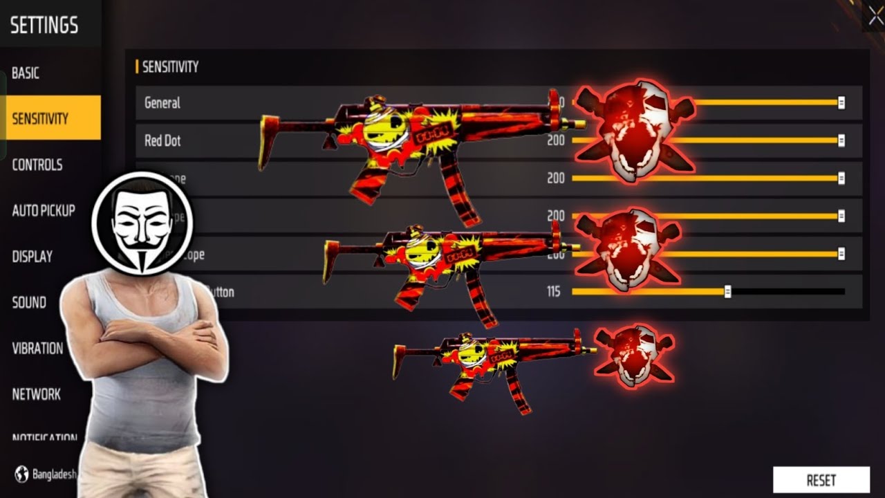 Mp5 auto headshot sensitivity free fire || free fire headshot setting (2025)