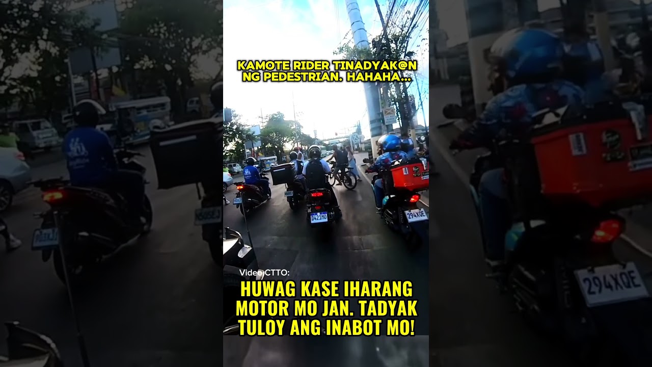 Kamote rider TINADYAK@N ng pedestrian! Huwag kase IHARANG motor sa daanan, seminar ka uli sa, LTO.
