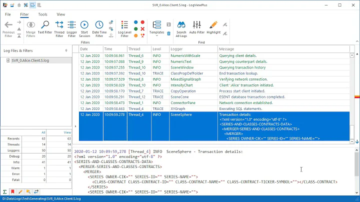 Tail and Grep in LogViewPlus