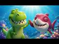 Limpiar el Océano – Misión de T-Rex y el Tiburón Bebé 🌊🧹 Canciones Infantiles y Rimas para Niños