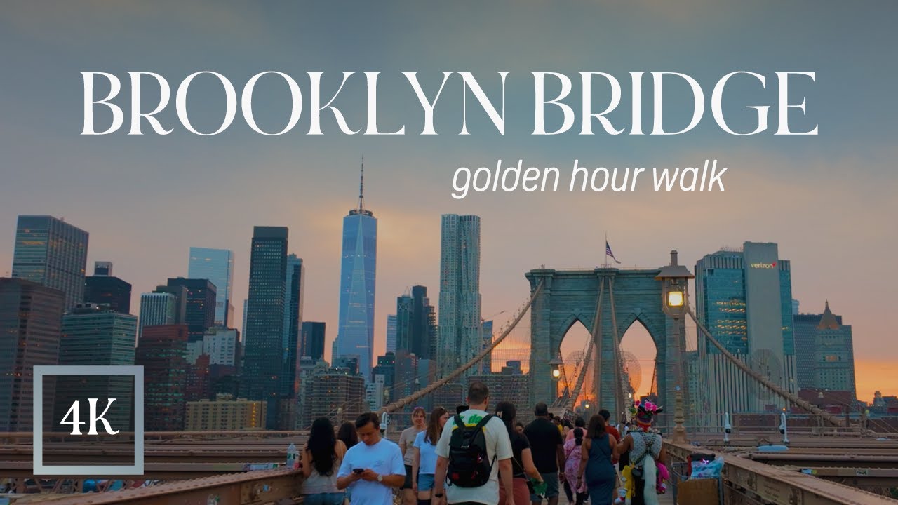 Brooklyn Bridge Sunset Walk | Golden Hour in NYC | 4K