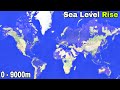 World flood map  sea level rise 0  9000m