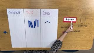 2-digit subtraction using base ten blocks REGROUPING