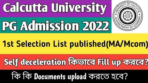 1st Selection list published in Calcutta university PG admission 2022|Admission process|MA Msc Mcom