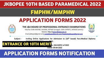 jkbopee fmphw/mmphw application forms 2022 | jkbopee 10th based application forms 2022
