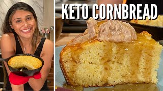 BEST KETO CORNBREAD RECIPE EVER! How to Make Keto Cornbread with "Honey Butter"