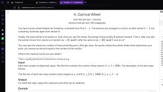 Codeforces Global Round 31 (Div. 1 + Div. 2)  , A. Carnival Wheel