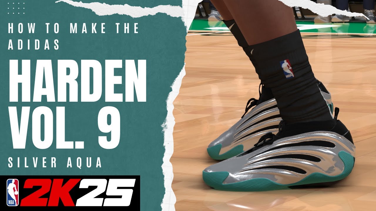 NBA 2K25 Shoe Creator: adidas Harden Vol. 9 Silver Aqua - YouTube