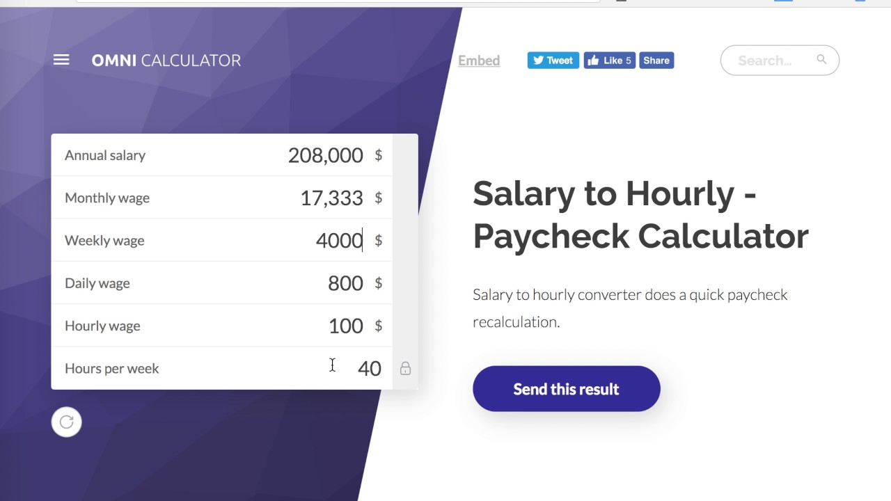 Omni calculator. Омни калькулятор. Setting hourly rate.