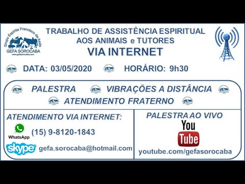 Assista: Trabalho de Assistência Espiritual aos Animais ONLINE - c/ WILSON RODRIGUES JR (03/05/2020)