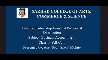 F.Y.B.Com - Piecemeal Distribution