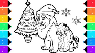 Mufasa and Simba Celebrates Christmas The Lion King Coloring Pages
