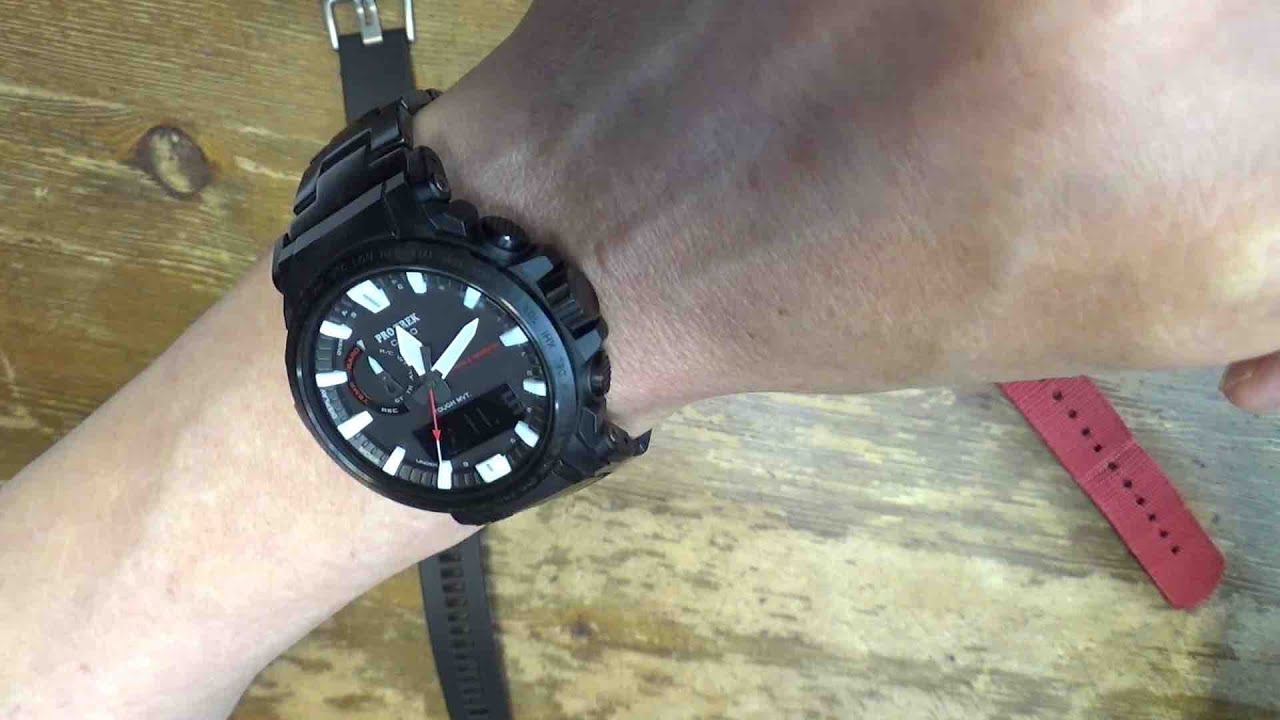 プロトレックPRW-61と純正チタンベルト - YouTube