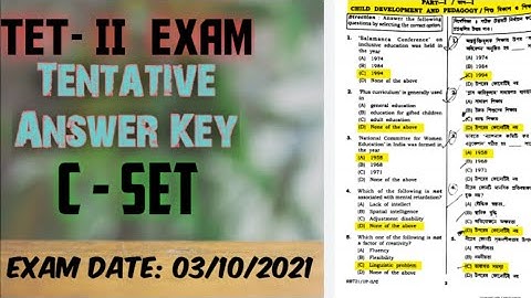 TET-II Exam-- 03/10/2021 || Tentative Answer Key || C- Set ||