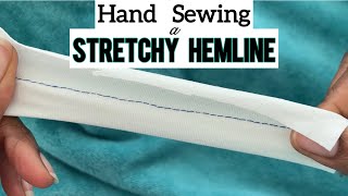 HAND SEWING | Straight Stretch Stitch Tutorial | Hand Sewing Knit Fabric/ Stretchy Fabric Tutorial screenshot 5