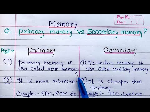 Video: Co je primární paměť a sekundární paměť jako příklad?