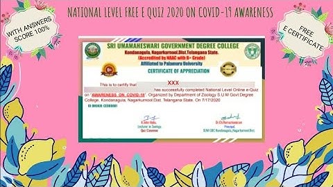 Free E quiz 2020 with answers -Free E Quiz with free E certificate - Nationallevel Free online quiz