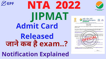 NTA | JIPMAT 2022 | Admit Card Released | Joint Integrated Programme in Management Admission Test |