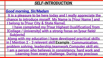 Introduction for interviews | Introduction for job