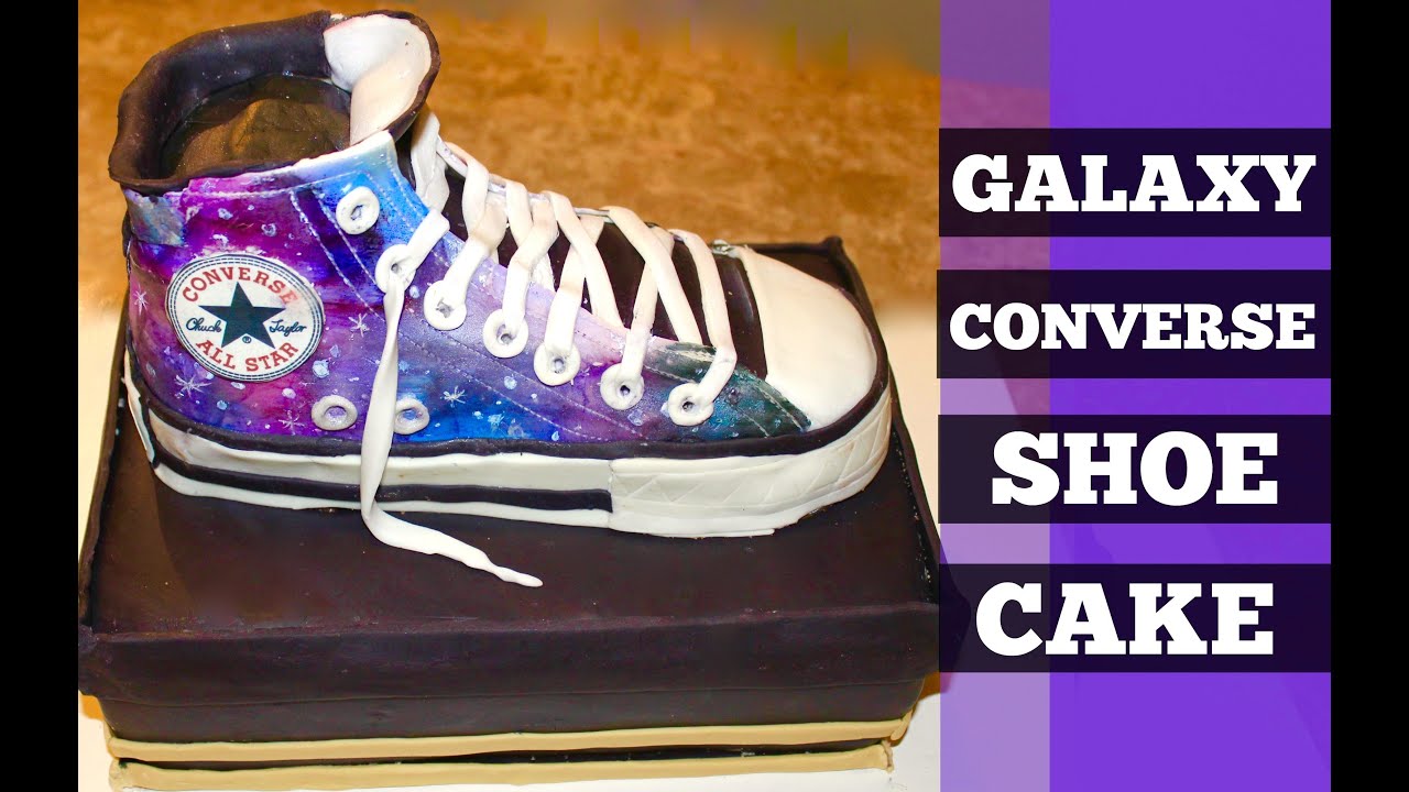 How Make Galaxy Converse Shoe Cake - YouTube