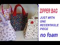 just with one piece of cloth make zipper bag with pocket / shopping bag / cutting & sewing tutorial