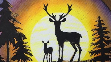 Circle Art Journal Winter Sunset with  distress ink