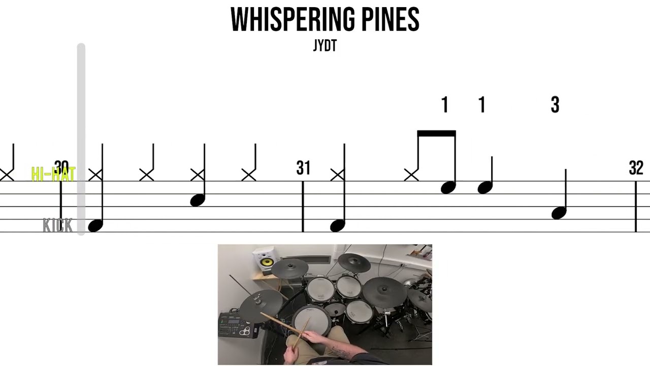 Whispering Pines  J Y D T🥁 Hard Beginner Version
