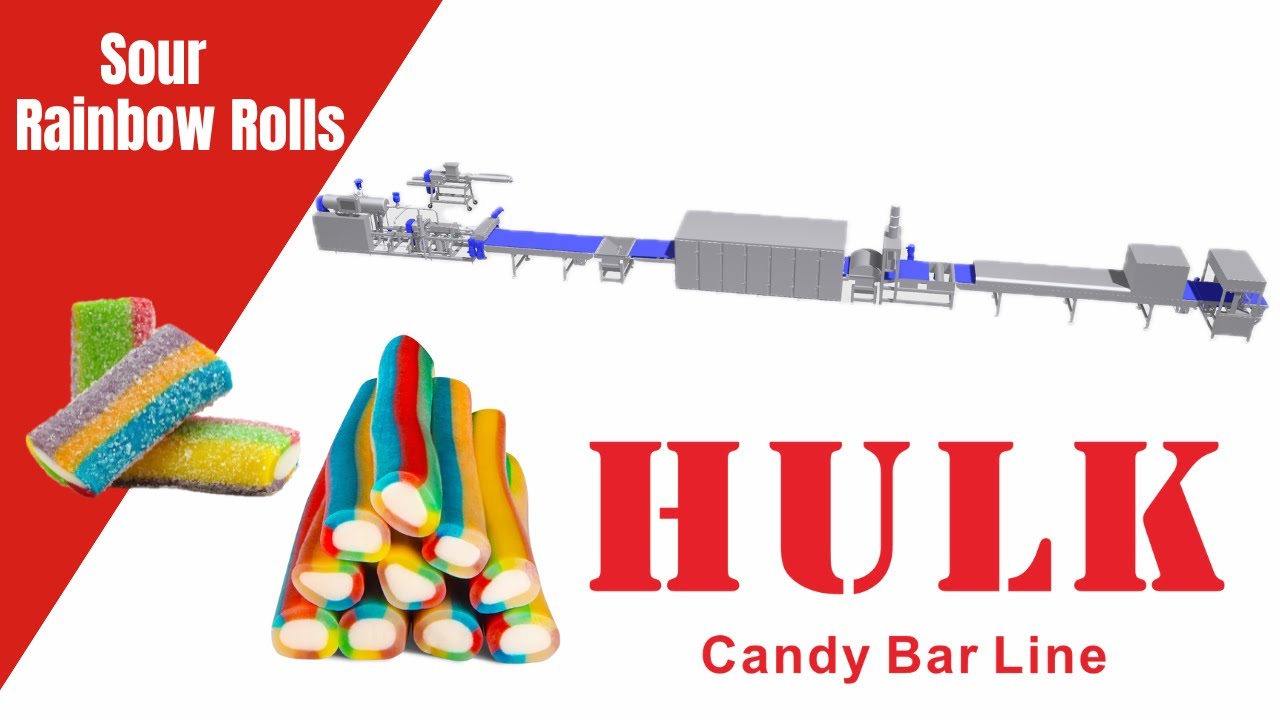Multi Colored Sour Rainbow Ropes Production Line - YouTube