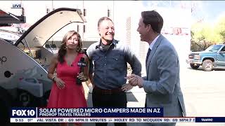 Celebrity Founder, Tim Elinski Showcases PinDrop™ on Fox 10 AZ - Solar powered micro camper made in USA. Profile