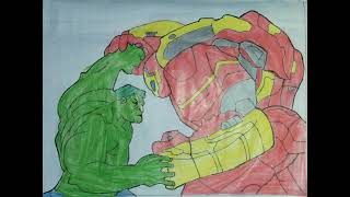 Drawing Of Hulk Vs Hulkbuster Final Battle.
