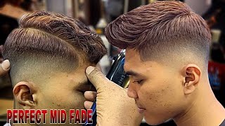 Perfect mid fade - basic mens haircut__easy way to mid fade / TUTORIAL