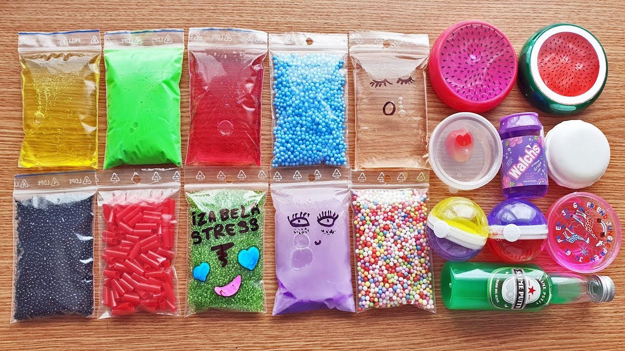 Making Crunchy Slime With Bags and Store Bought Slime Satisfying