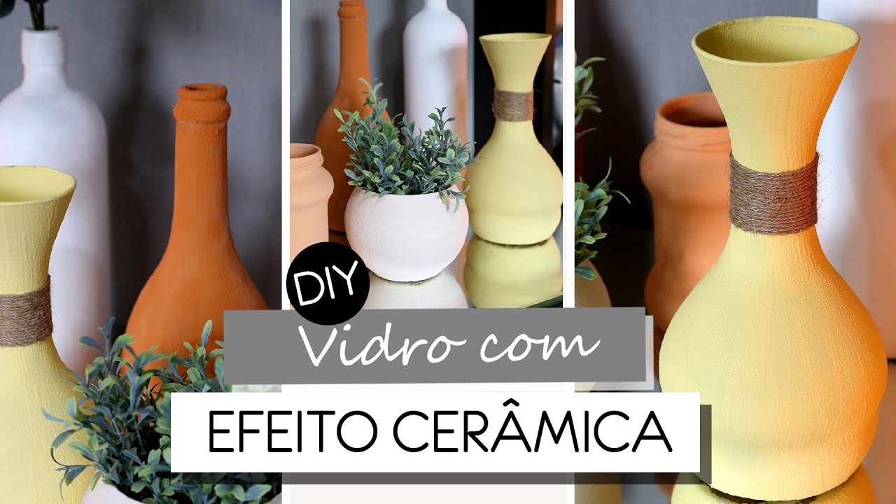 DIY - VASO DE VIDRO COM EFEITO CERÂMICA - fácil e rápido {falsa cerâmica}