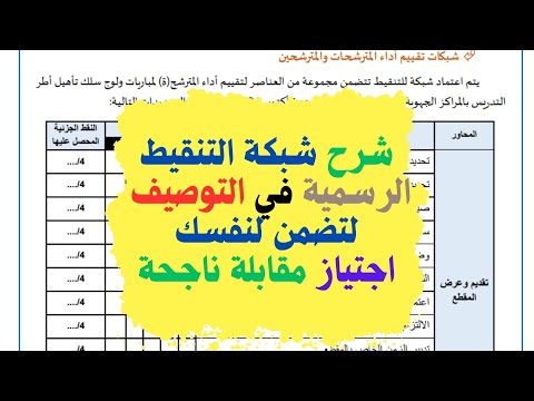 افهم شبكة التنقيط الرسمية في التوصيف وستضمن لنفسك اجتياز مقابلة ناجحة
