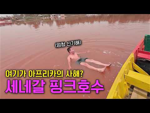 몸이 물에 둥둥 뜨는 아프리카의 사해 핑크호수
